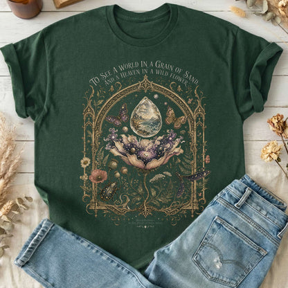 To See a World in a Grain of Sand William Blake Literary T-Shirt