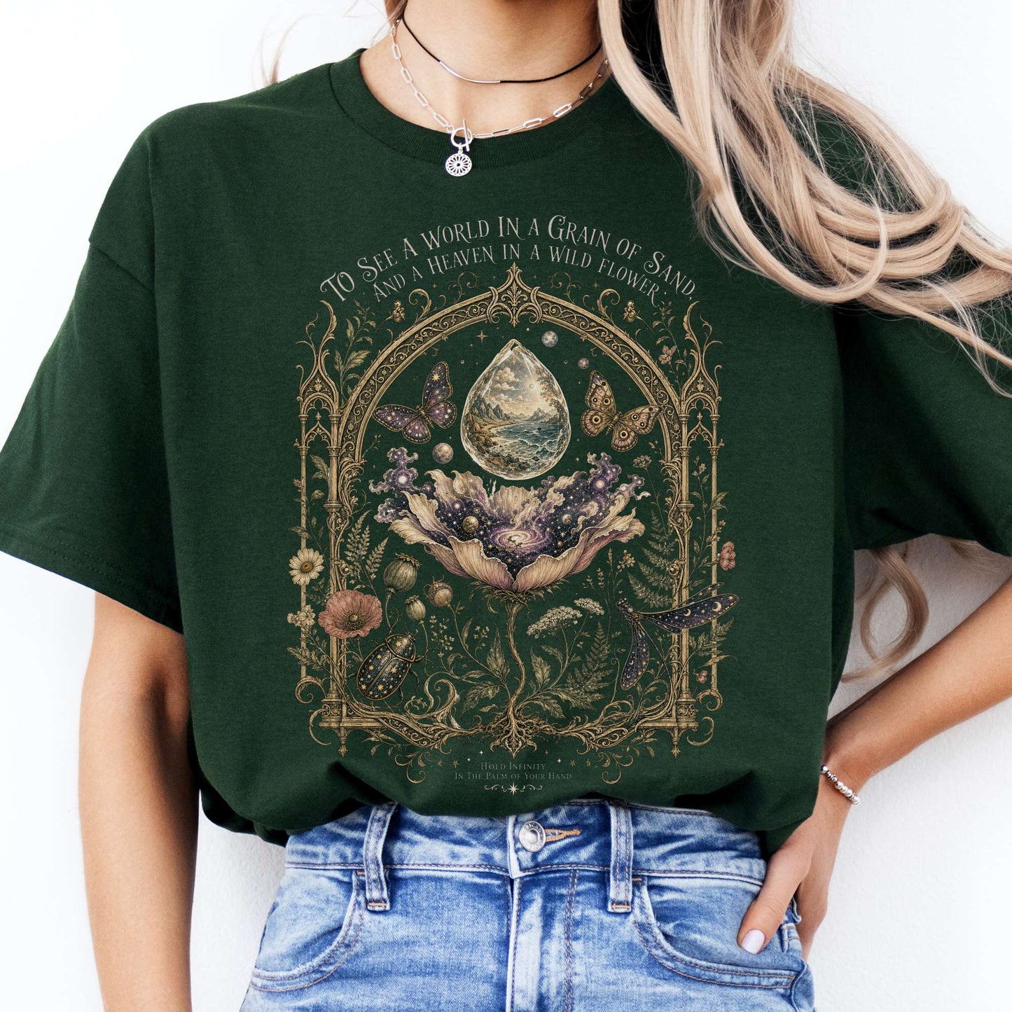 To See a World in a Grain of Sand William Blake Literary T-Shirt