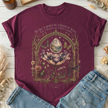 To See a World in a Grain of Sand William Blake Literary T-Shirt