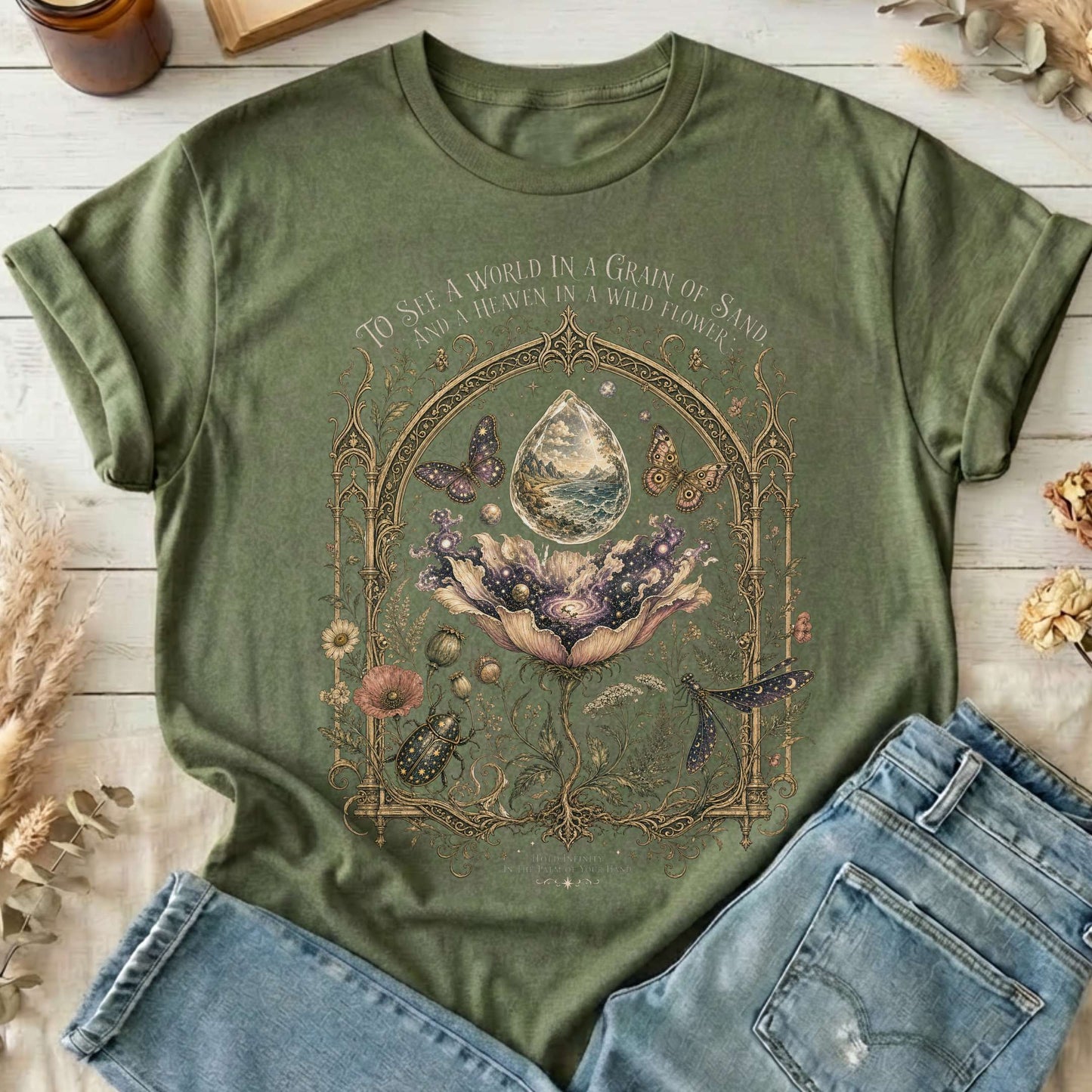 To See a World in a Grain of Sand William Blake Literary T-Shirt