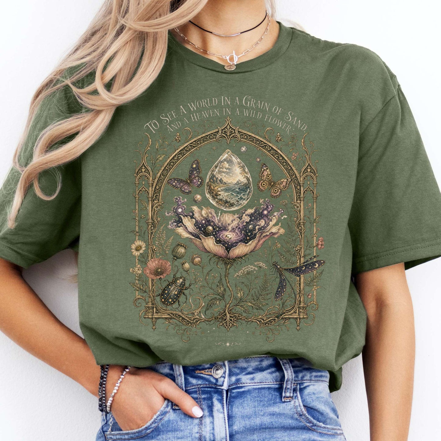 To See a World in a Grain of Sand William Blake Literary T-Shirt