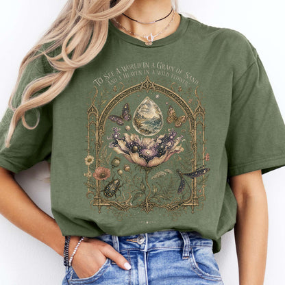 To See a World in a Grain of Sand William Blake Literary T-Shirt