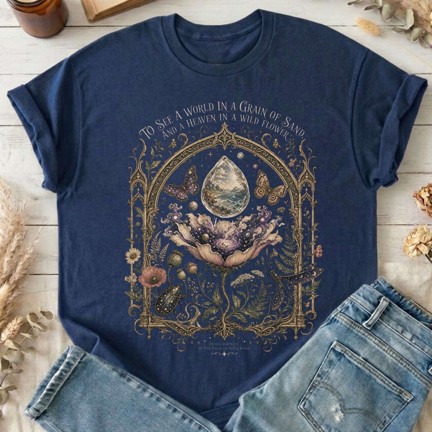To See a World in a Grain of Sand William Blake Literary T-Shirt