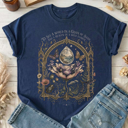 To See a World in a Grain of Sand William Blake Literary T-Shirt