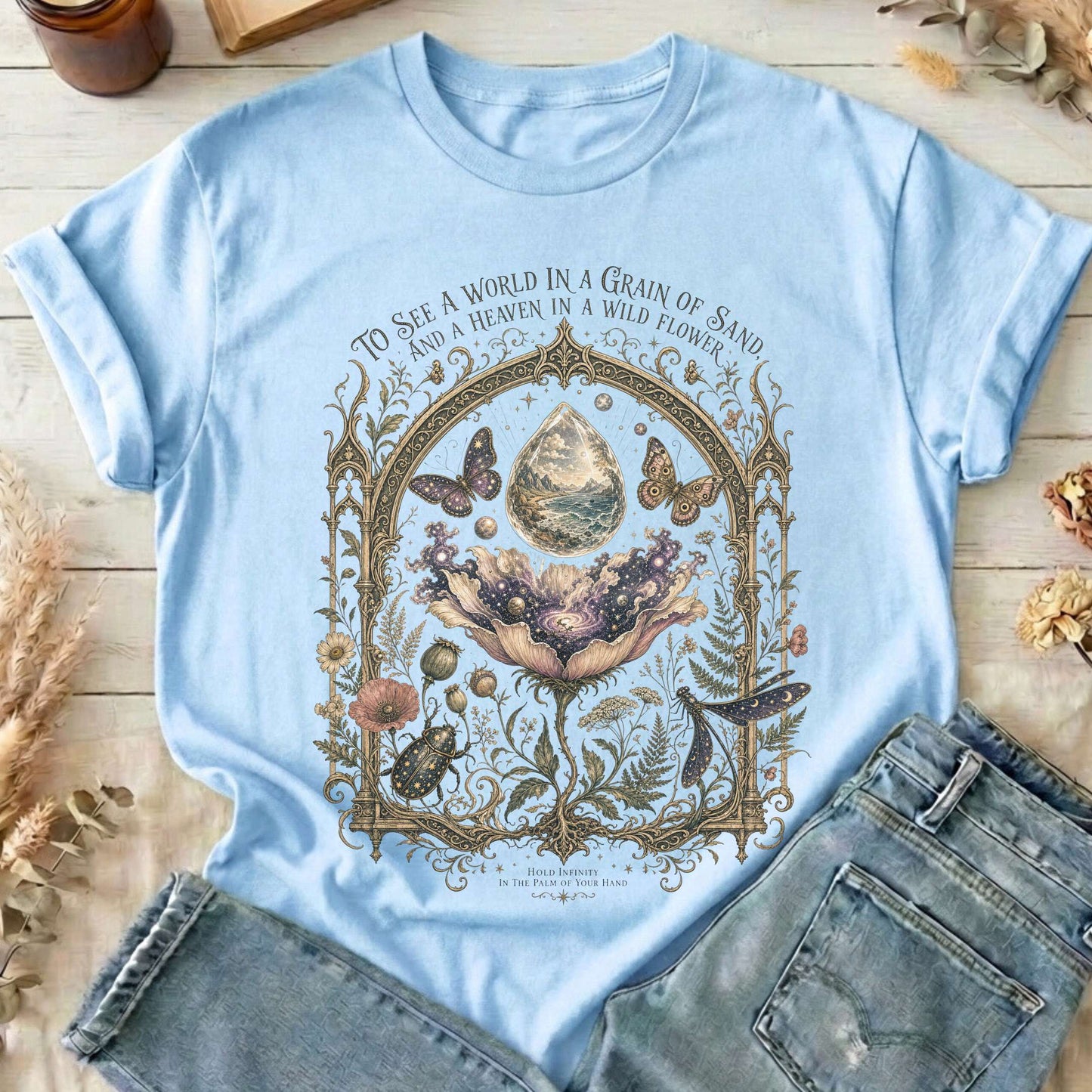 To See a World in a Grain of Sand William Blake Literary T-Shirt
