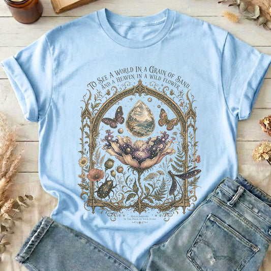 To See a World in a Grain of Sand William Blake Literary T-Shirt