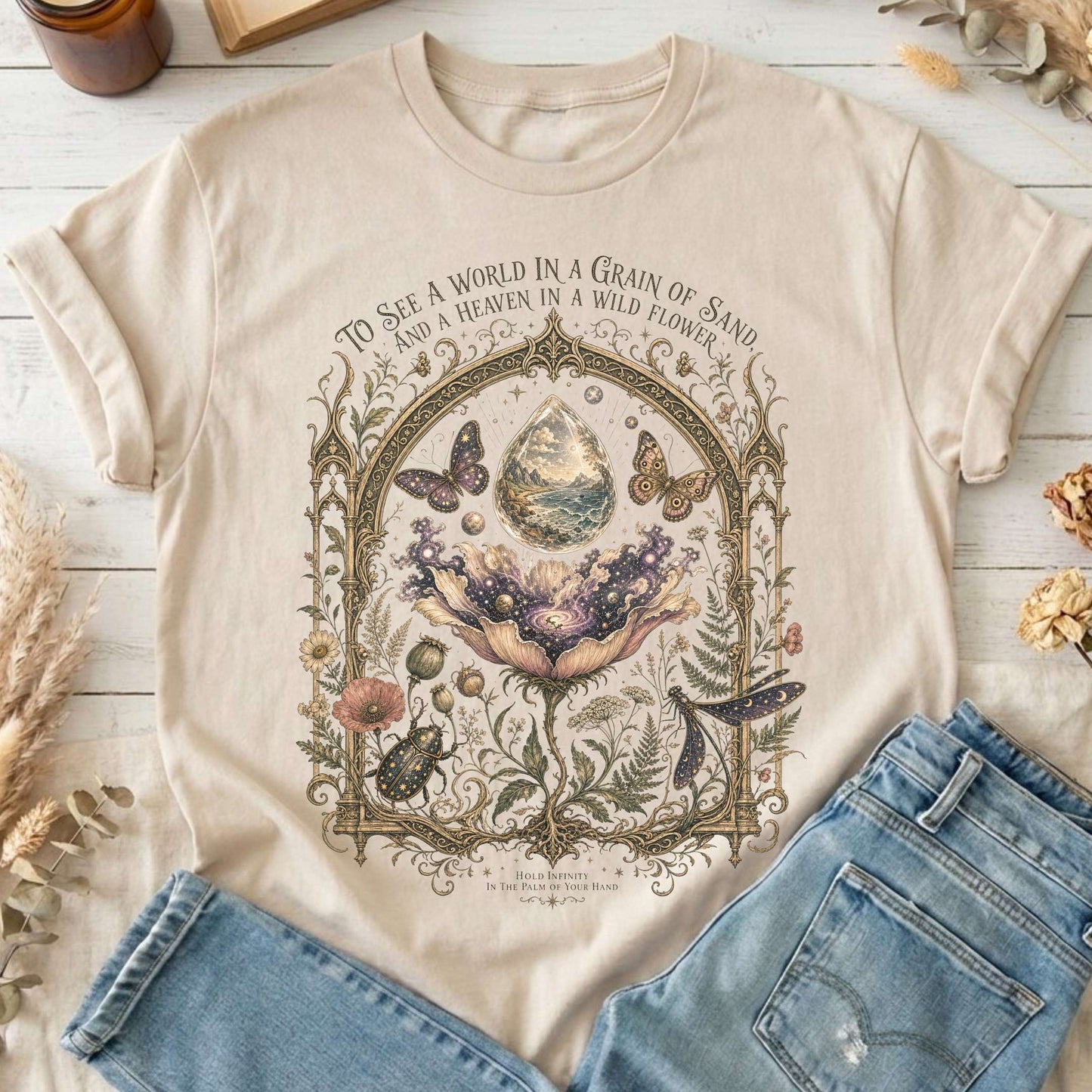 To See a World in a Grain of Sand William Blake Literary T-Shirt
