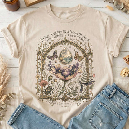 To See a World in a Grain of Sand William Blake Literary T-Shirt