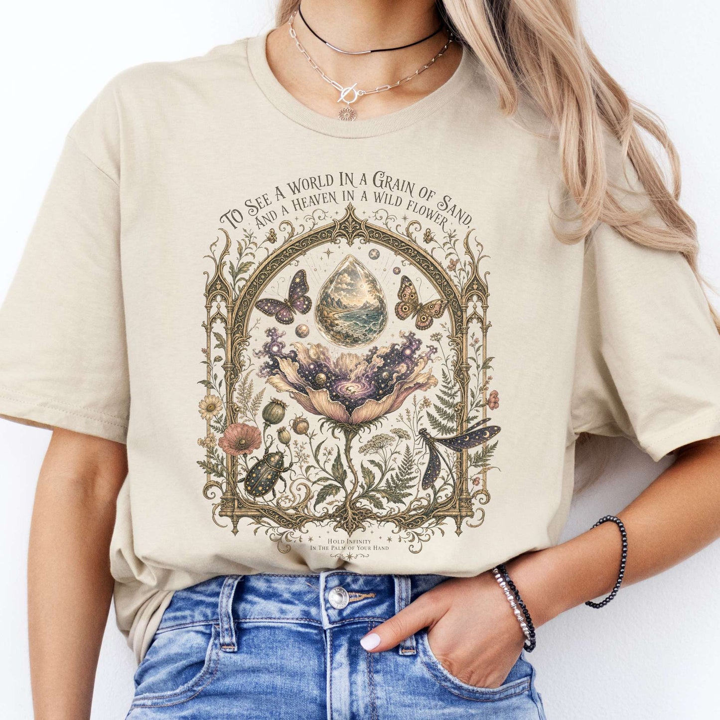 To See a World in a Grain of Sand William Blake Literary T-Shirt
