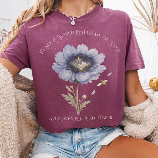 T-Shirt Berry / S Heaven in a Wildflower William Blake T-Shirt The Mystic Eden