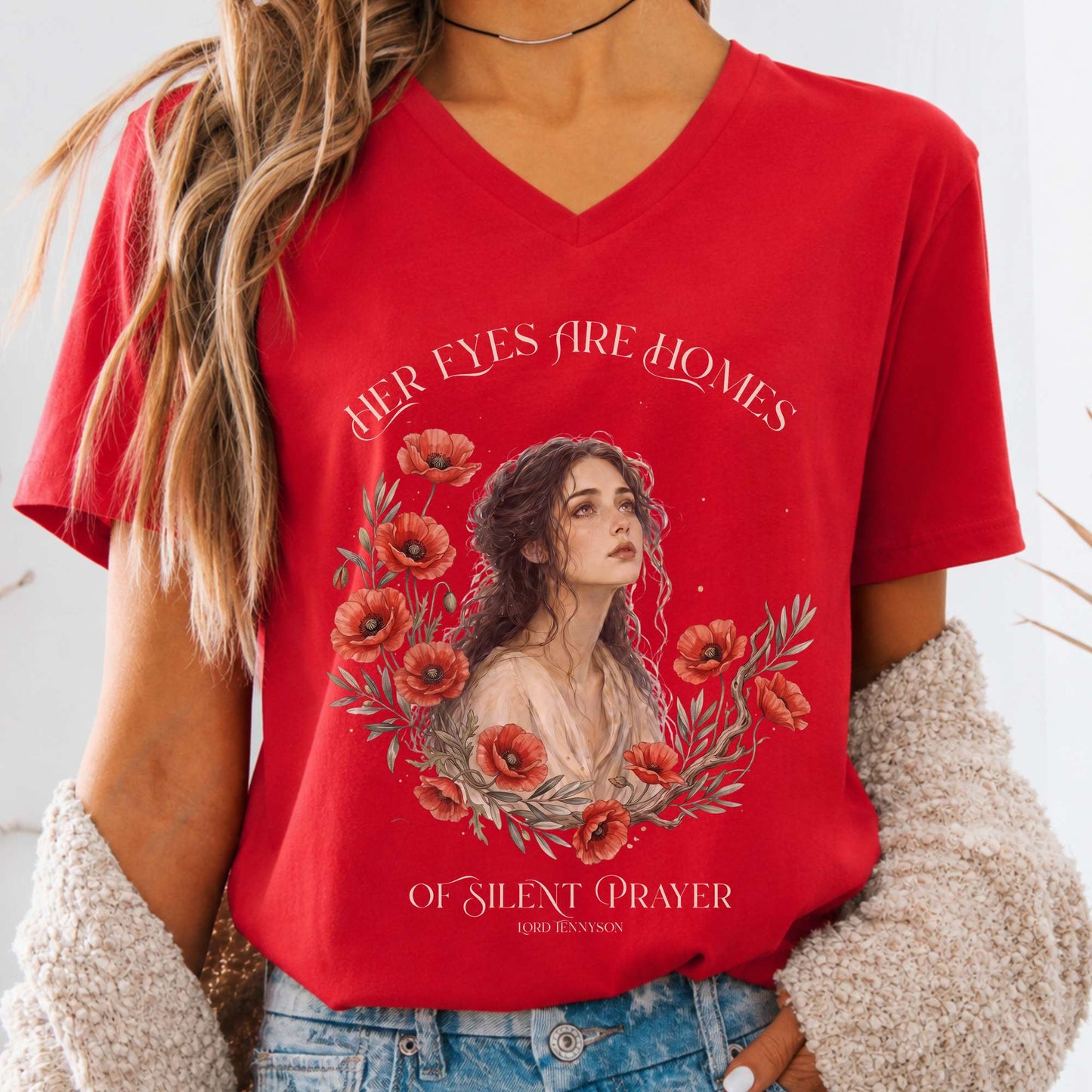 Her Eyes Are Homes of Silent Prayer Lord Tennyson V-Neck
