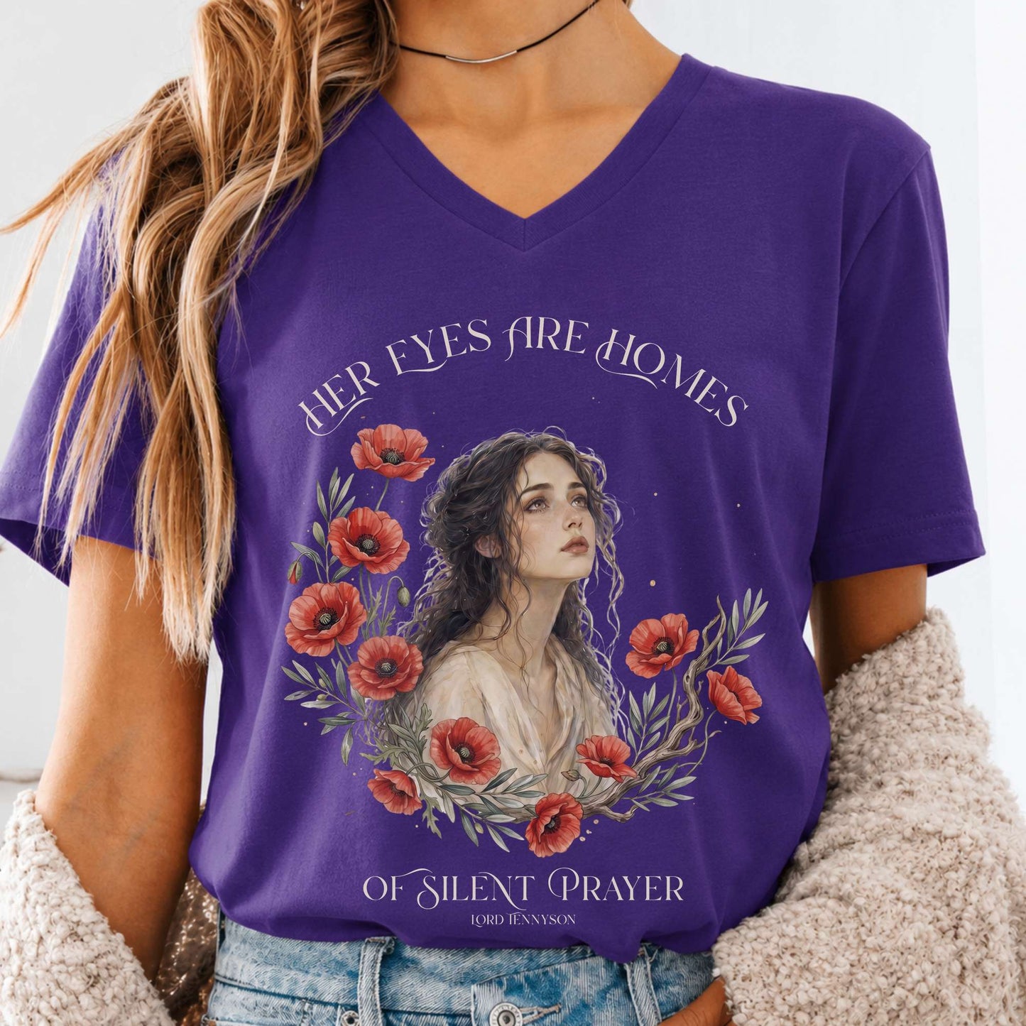 Her Eyes Are Homes of Silent Prayer Lord Tennyson V-Neck