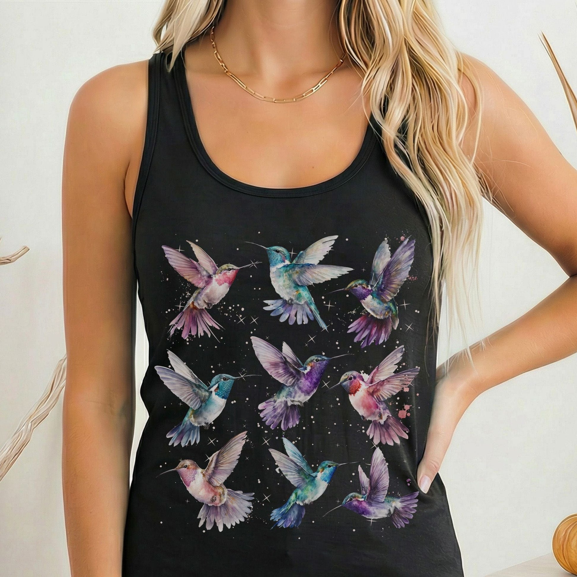 Tank Top Solid Black / XS Hummingbird Women's Racerback Tank Top The Mystic Eden