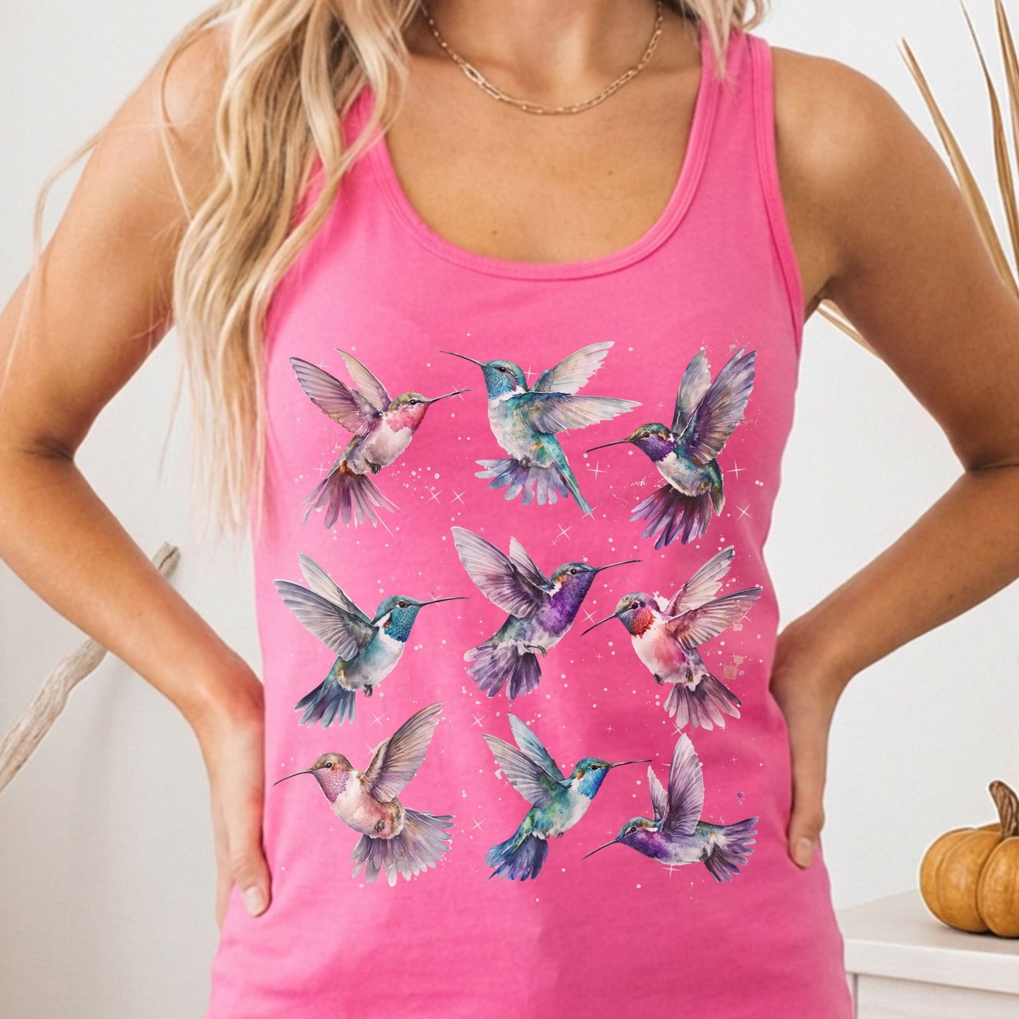 Tank Top Solid Hot Pink / XS Hummingbird Women's Racerback Tank Top The Mystic Eden