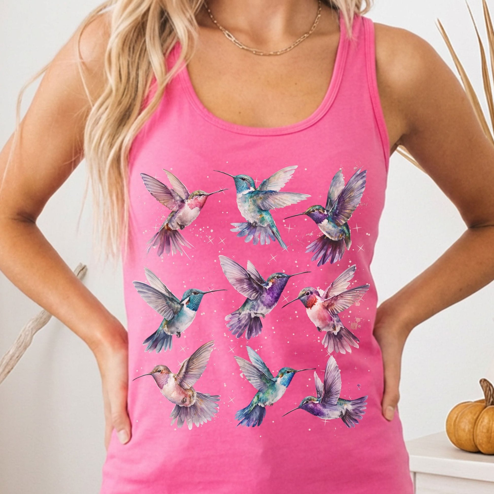 Tank Top Solid Hot Pink / XS Hummingbird Women's Racerback Tank Top The Mystic Eden