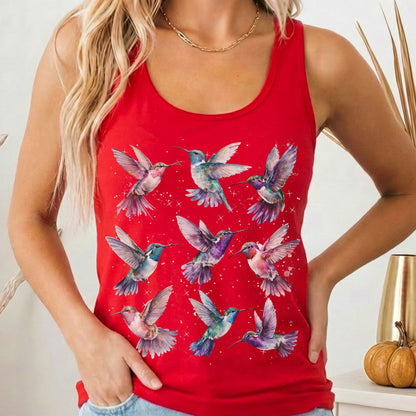 Tank Top Solid Red / XS Hummingbird Women's Racerback Tank Top The Mystic Eden