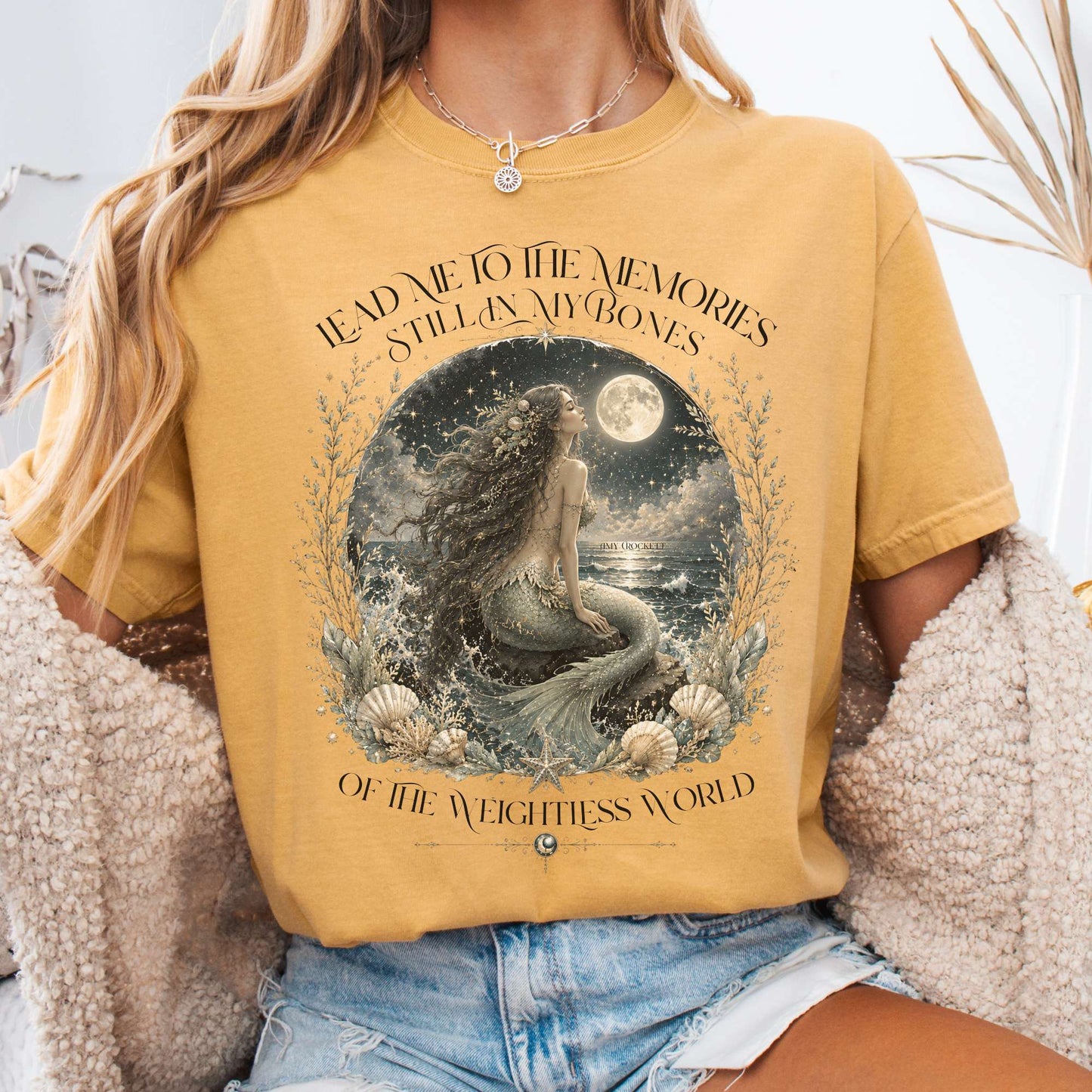 T-Shirt Mustard / S A Mermaid's Memories Of The Weightless World Amy Crockett T-Shirt The Mystic Eden