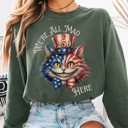 Long-sleeve Hemp / S We're All Mad Here America 250 Cheshire Cat Long Sleeve The Mystic Eden
