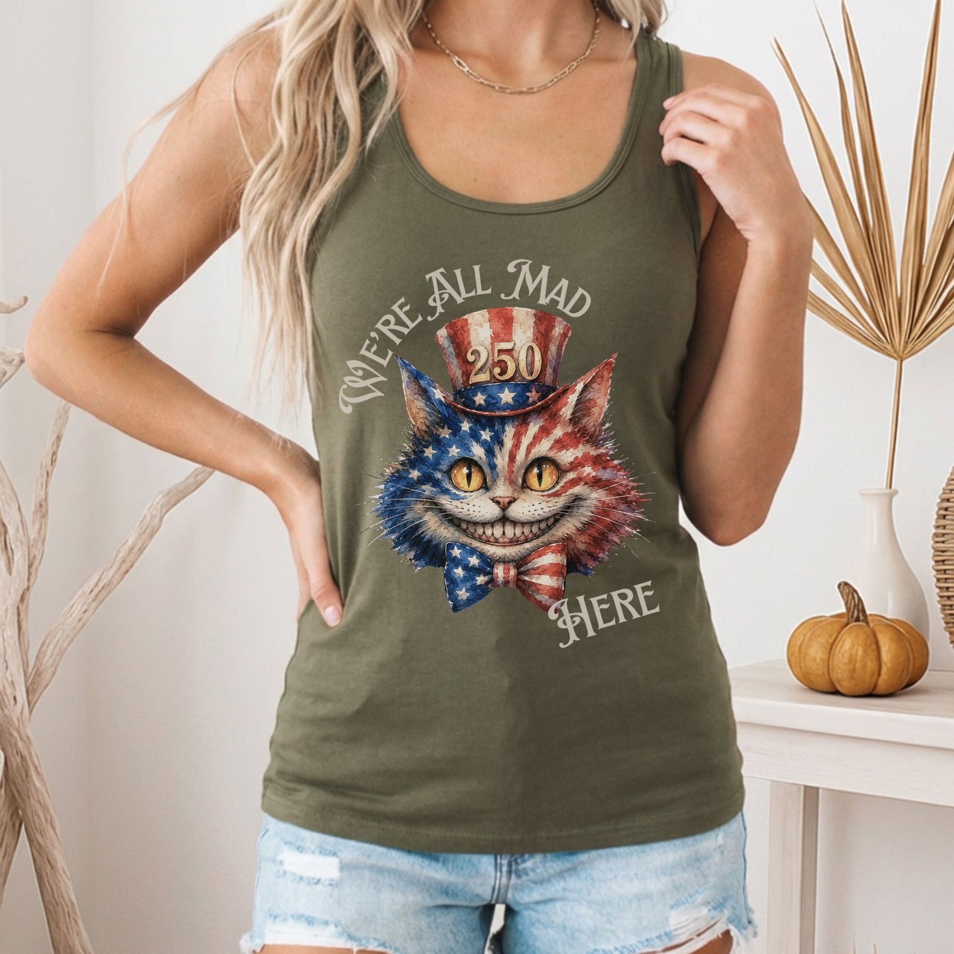 Tank Top We're All Mad Here America 250 Cheshire Cat Women's Lightweight Tank Top The Mystic Eden