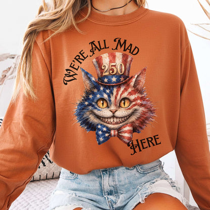 Long-sleeve Yam / S We're All Mad Here America 250 Cheshire Cat Long Sleeve The Mystic Eden