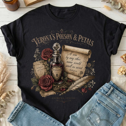 Shakespeare's Verona's Poison & Petals Romeo & Juliet T-Shirt