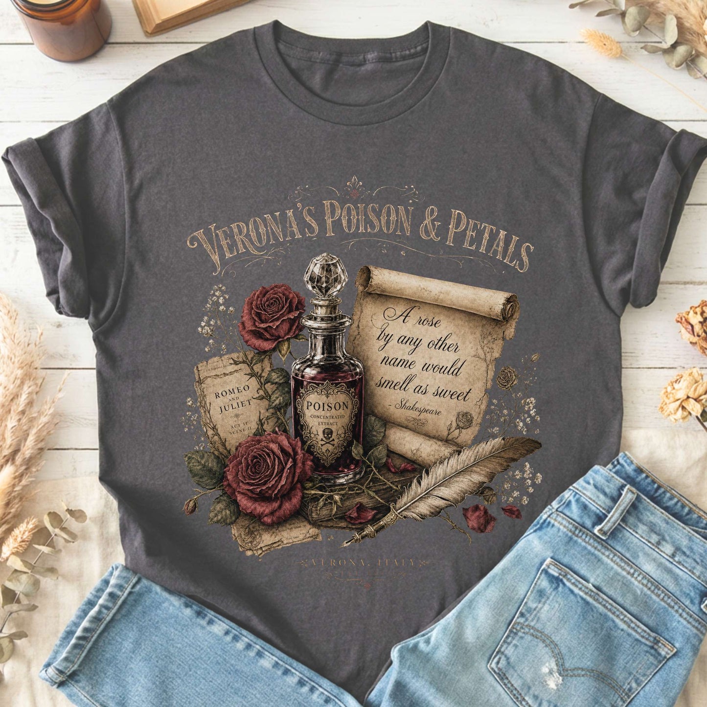 Shakespeare's Verona's Poison & Petals Romeo & Juliet T-Shirt