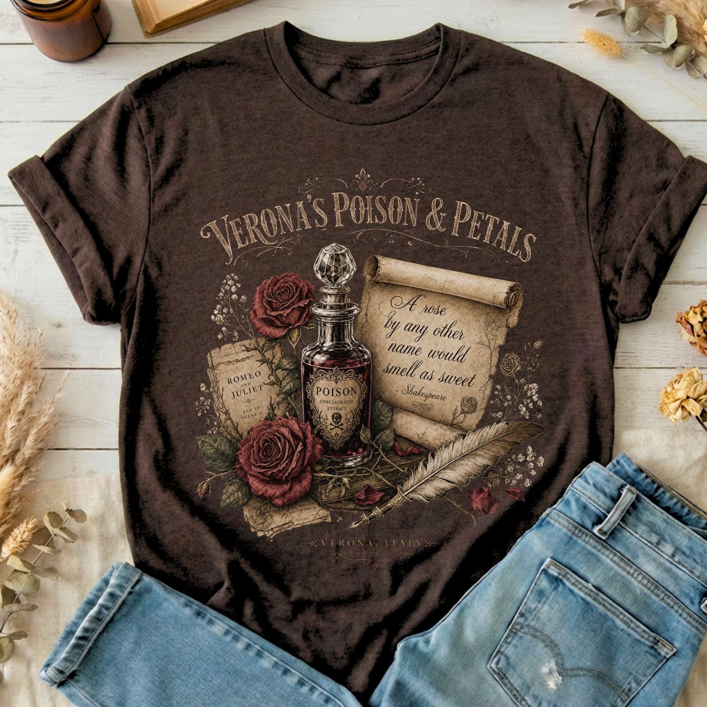 Shakespeare's Verona's Poison & Petals Romeo & Juliet T-Shirt