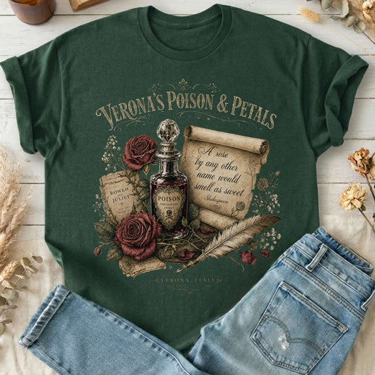 Shakespeare's Verona's Poison & Petals Romeo & Juliet T-Shirt
