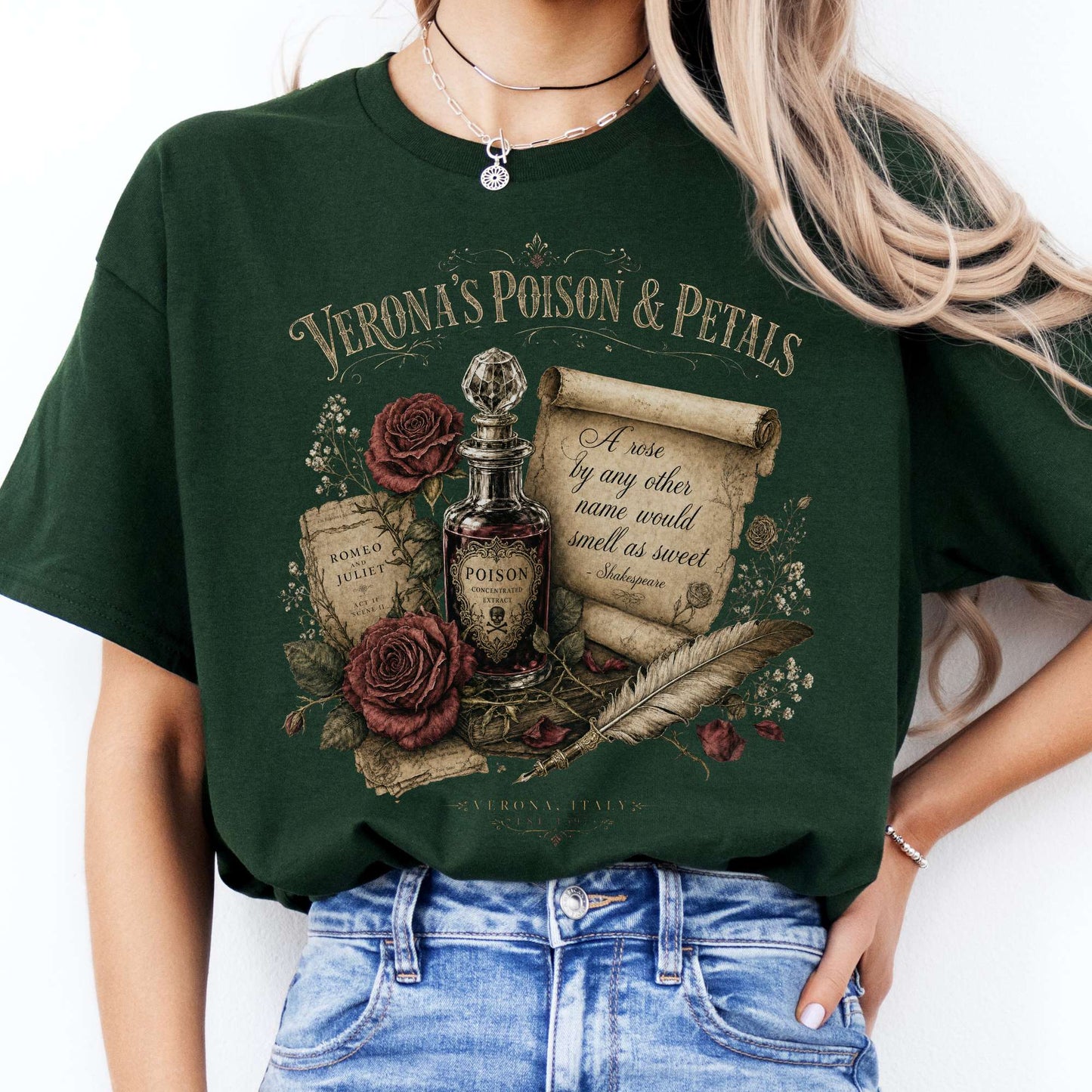 Shakespeare's Verona's Poison & Petals Romeo & Juliet T-Shirt