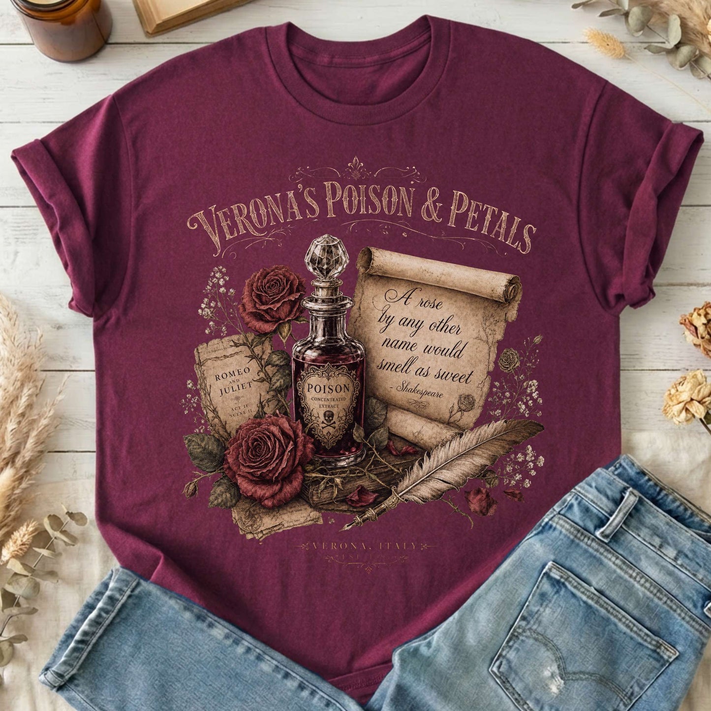 Shakespeare's Verona's Poison & Petals Romeo & Juliet T-Shirt