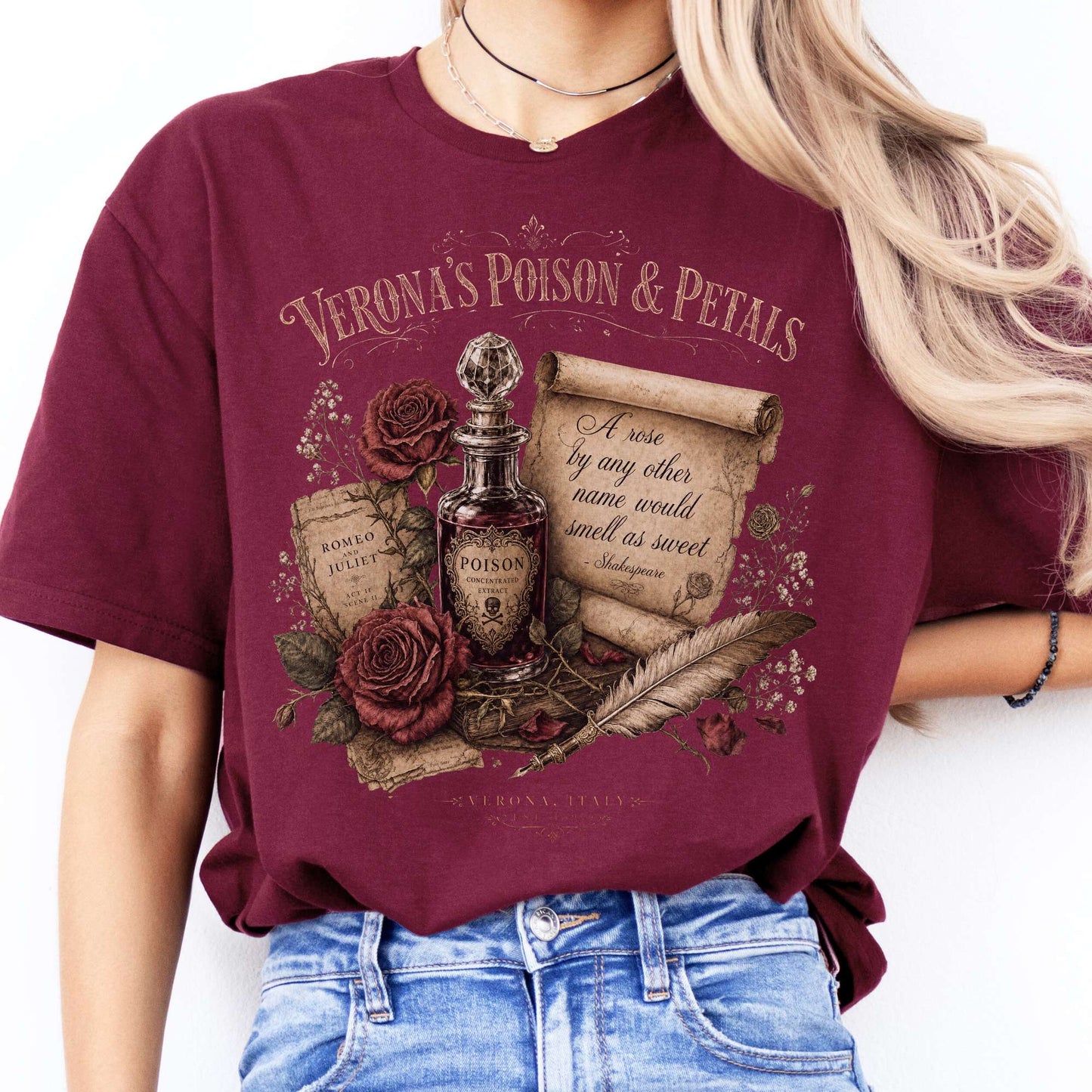 Shakespeare's Verona's Poison & Petals Romeo & Juliet T-Shirt