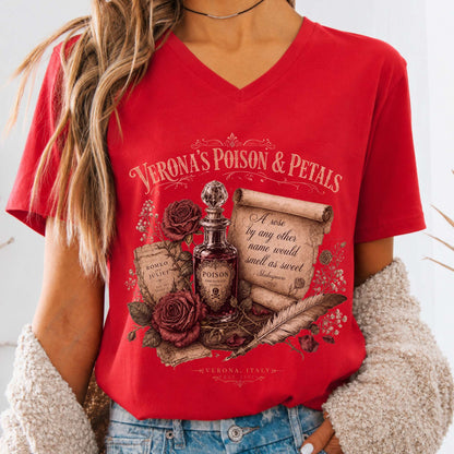 Shakespeare's Verona's Poison & Petals Romeo & Juliet V-Neck