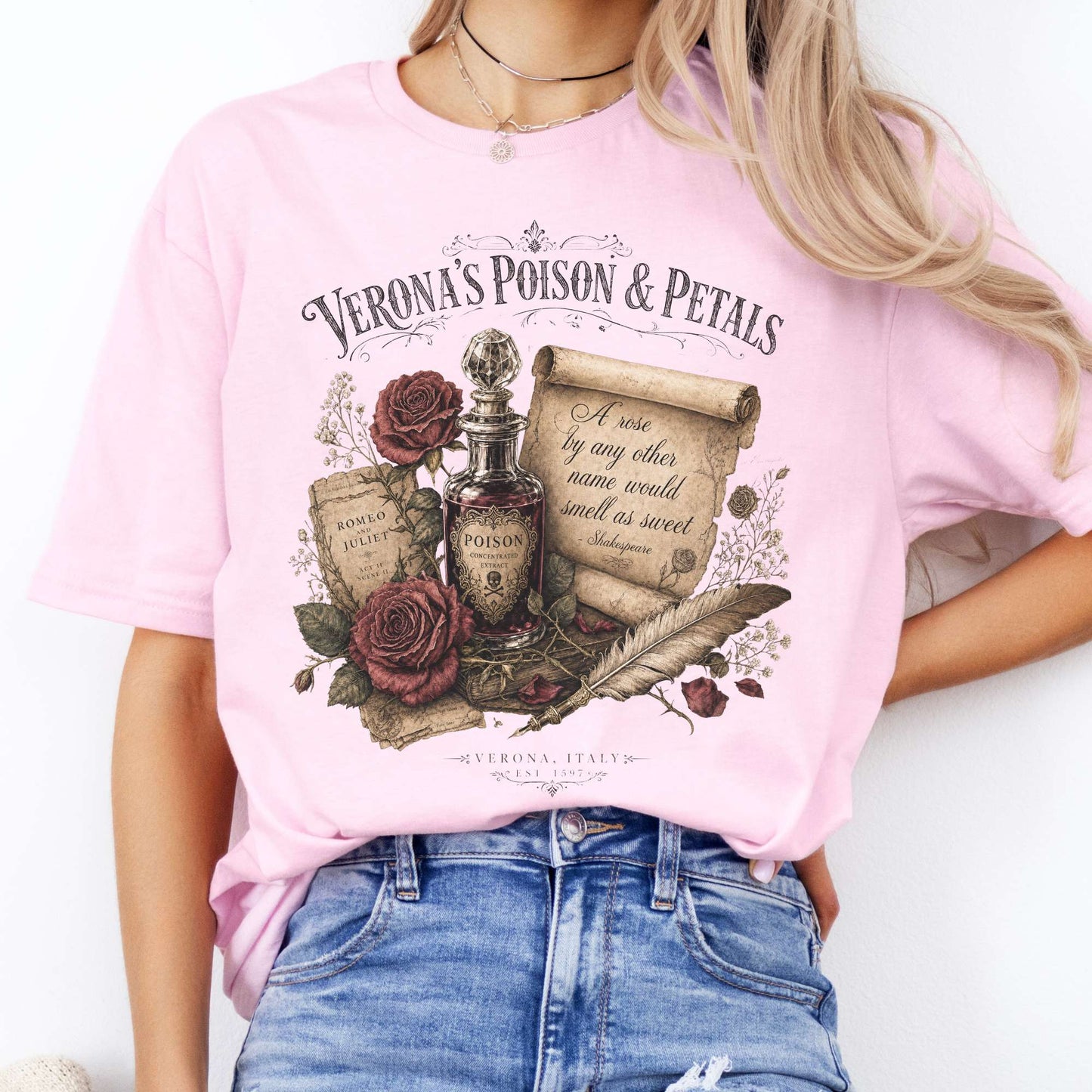Shakespeare's Verona's Poison & Petals Romeo & Juliet T-Shirt