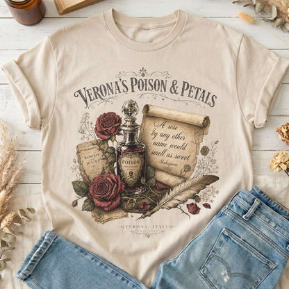 Shakespeare's Verona's Poison & Petals Romeo & Juliet T-Shirt