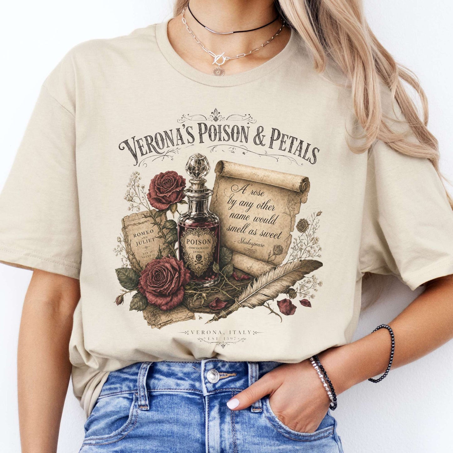 Shakespeare's Verona's Poison & Petals Romeo & Juliet T-Shirt