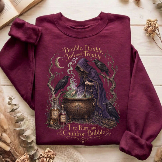 Double Double Toil and Trouble Macbeth Witch Shakespeare Sweatshirt