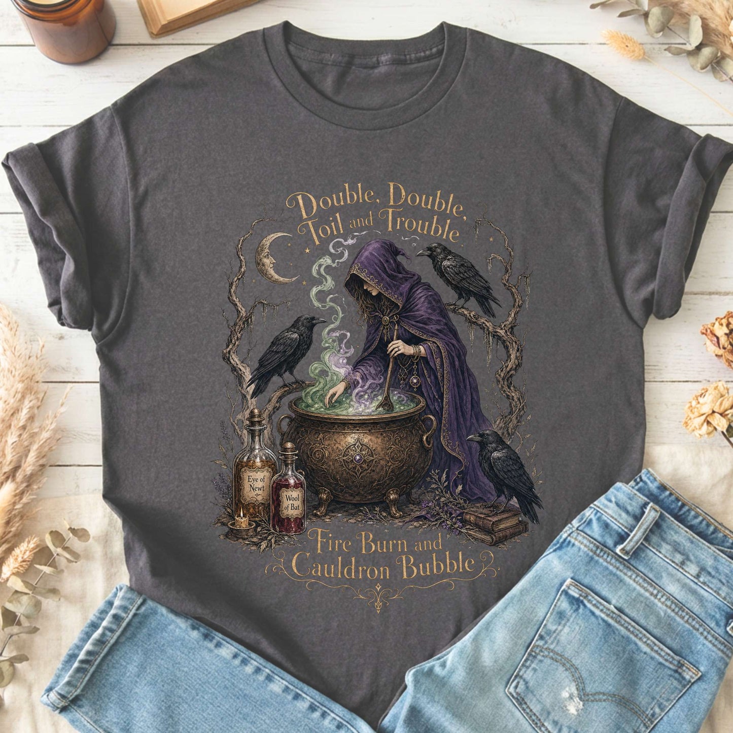 Double Double Toil and Trouble Macbeth Witch Shakespeare T-Shirt
