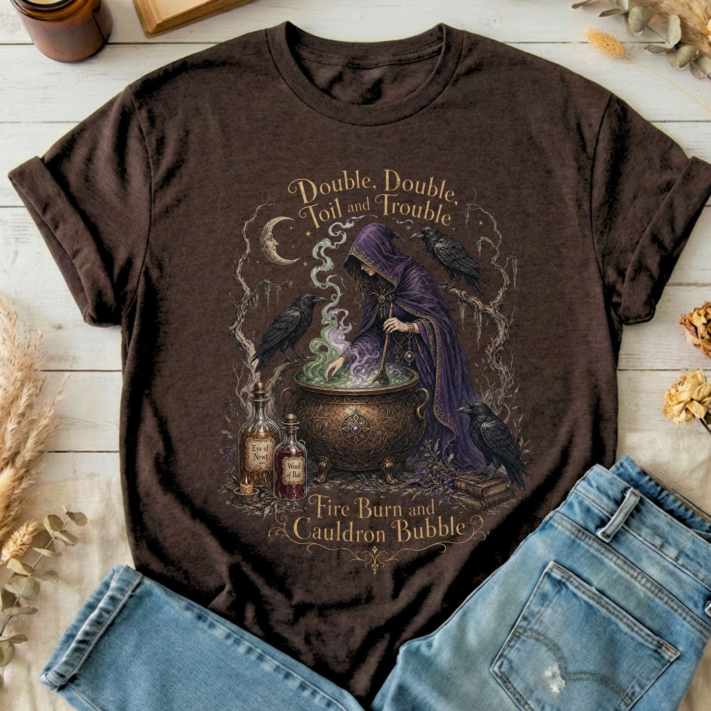 Double Double Toil and Trouble Macbeth Witch Shakespeare T-Shirt