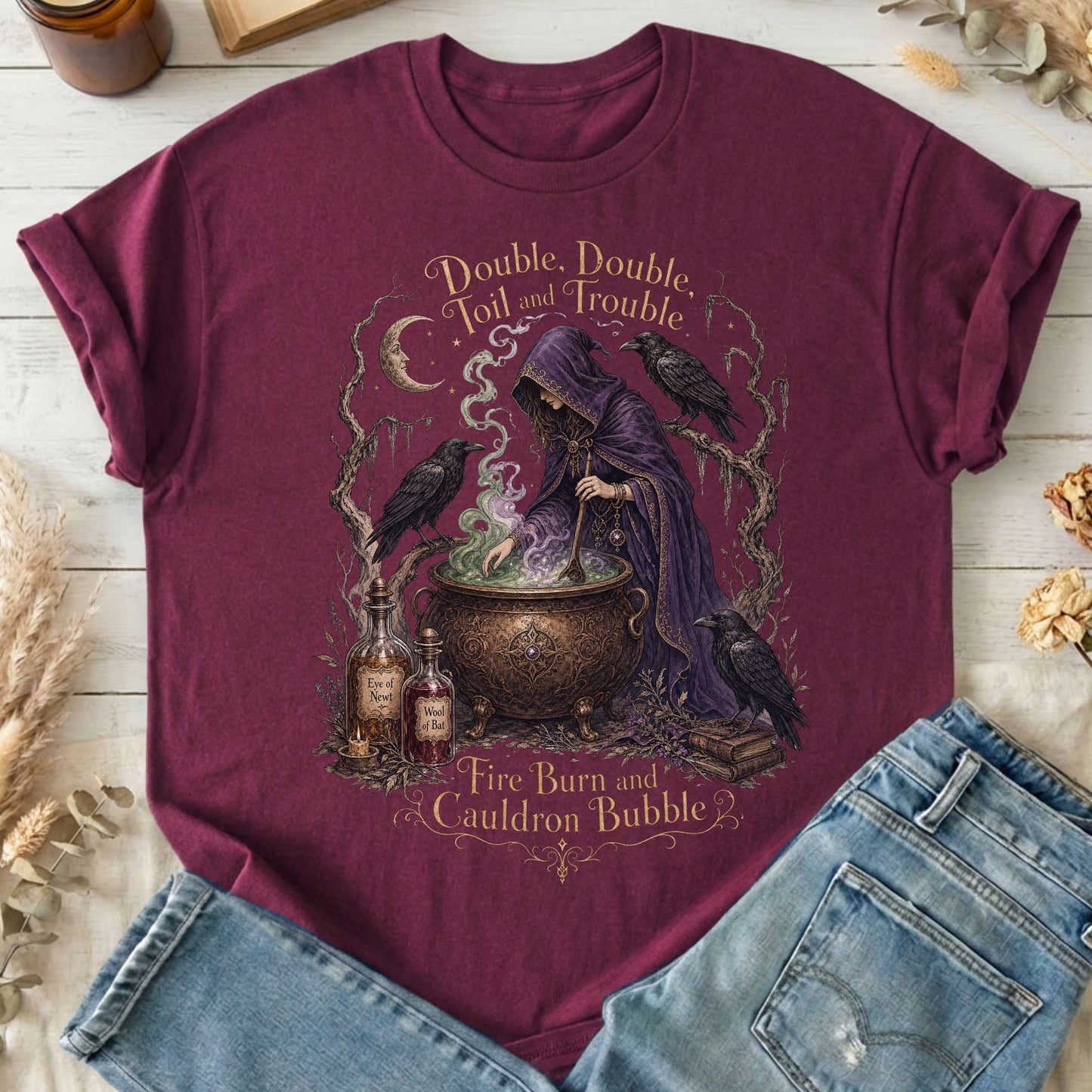 Double Double Toil and Trouble Macbeth Witch Shakespeare T-Shirt