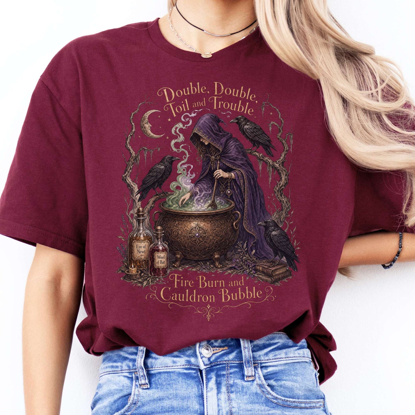 Double Double Toil and Trouble Macbeth Witch Shakespeare T-Shirt
