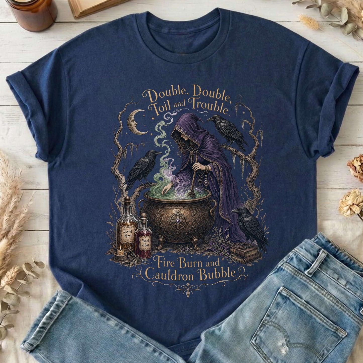 Double Double Toil and Trouble Macbeth Witch Shakespeare T-Shirt