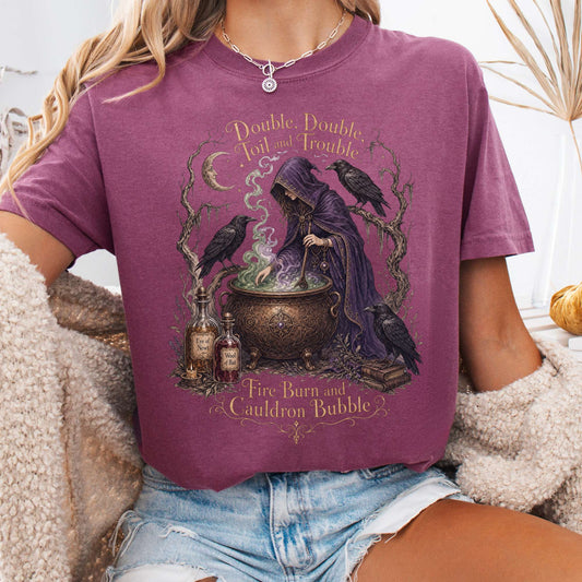 T-Shirt Berry / S Double Double Toil and Trouble Macbeth Witch Shakespeare T-Shirt The Mystic Eden