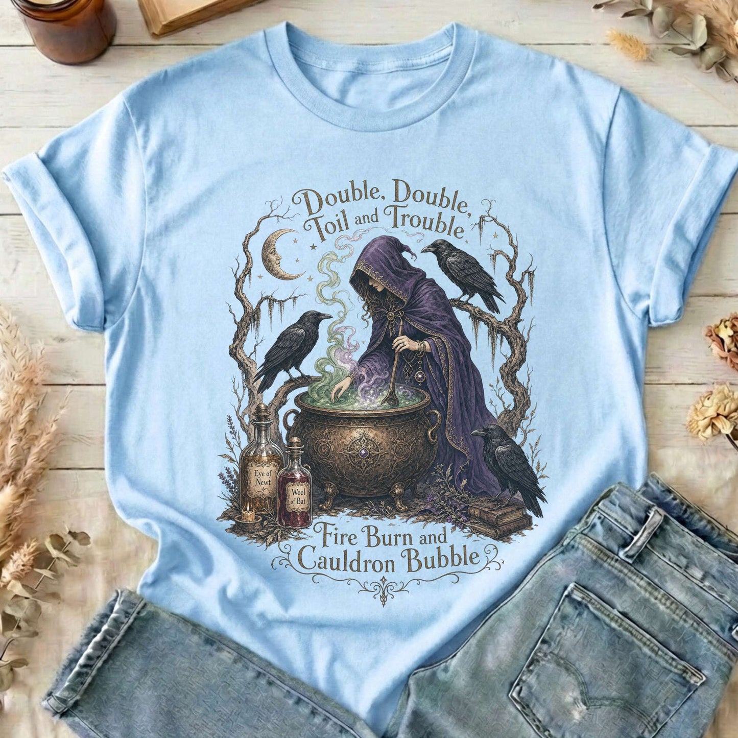 Double Double Toil and Trouble Macbeth Witch Shakespeare T-Shirt