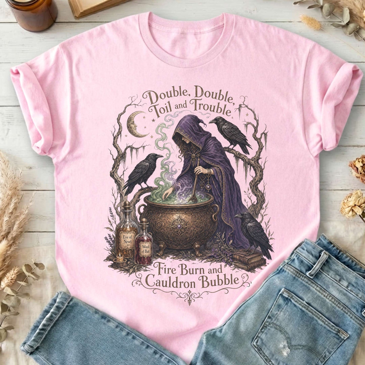 Double Double Toil and Trouble Macbeth Witch Shakespeare T-Shirt