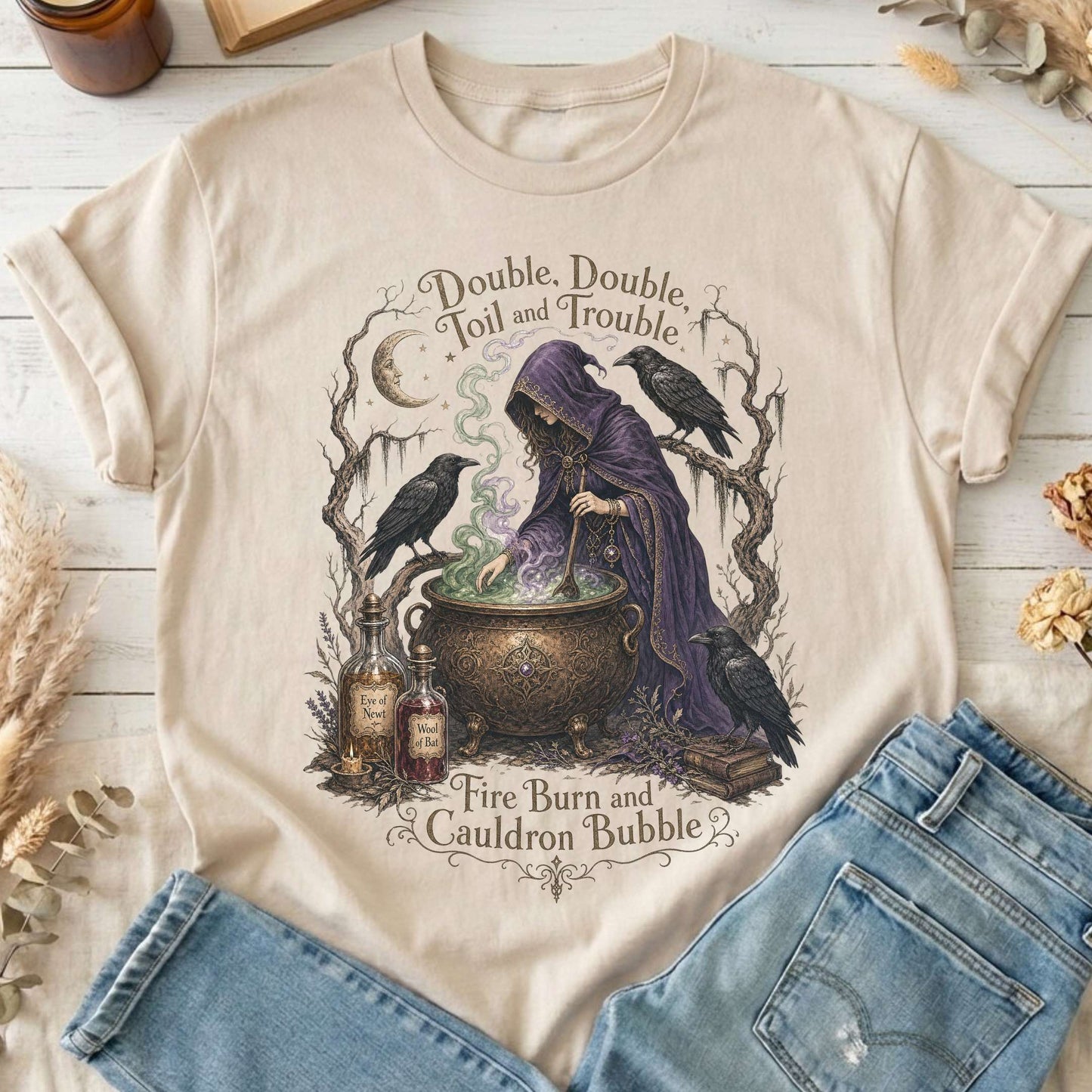 Double Double Toil and Trouble Macbeth Witch Shakespeare T-Shirt