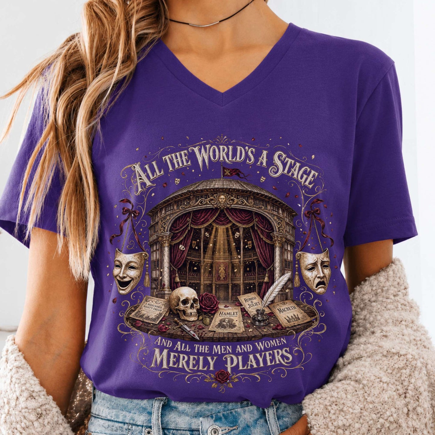 All the World's a Stage Shakespeare V-Neck