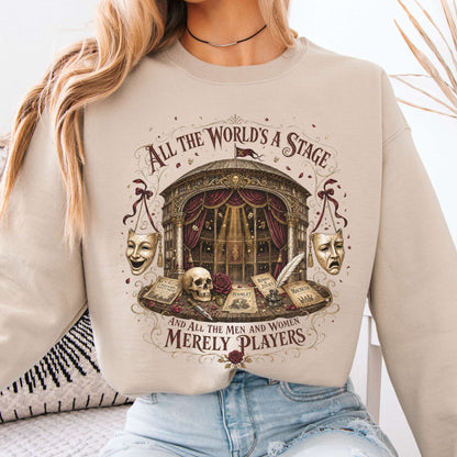 Sweatshirt Sand / S All the World's a Stage Shakespeare Crewneck Sweatshirt The Mystic Eden
