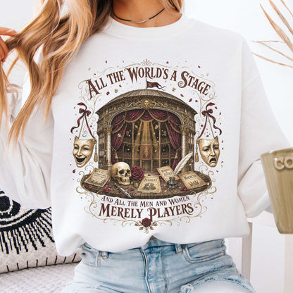 Sweatshirt White / S All the World's a Stage Shakespeare Crewneck Sweatshirt The Mystic Eden