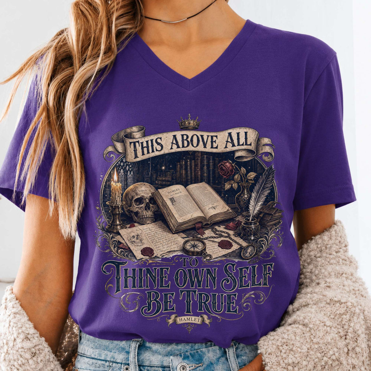 To Thine Own Self Be True Hamlet Shakespeare V-Neck