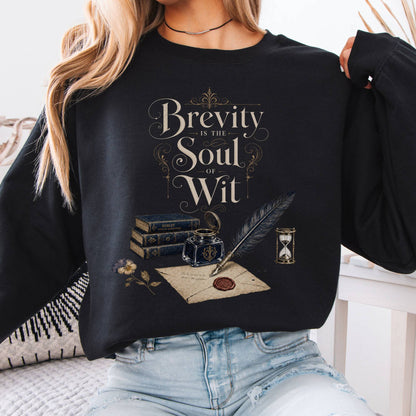 Sweatshirt Black / S Brevity Is the Soul of Wit Shakespeare Literary Crewneck Sweatshirt The Mystic Eden